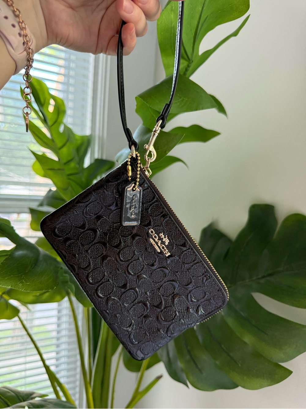 Coach Black Signature Wristlet Pouch